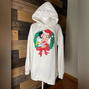 Santa Betty Boop Christmas Wreath Women Plus Size 1X Hoodie